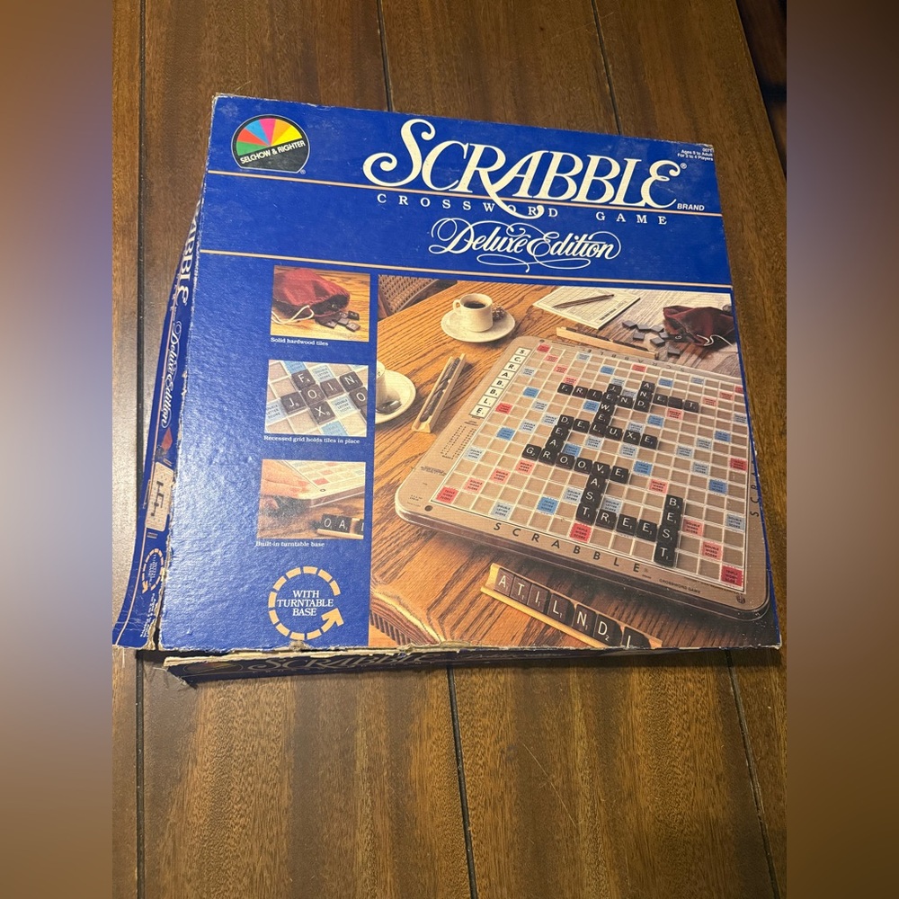 Scrabble Deluxe 1987 Turntable Selchow & Righter Rotating Board Game- Complete!